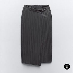 Zara pinstripe wrap front midi skirt